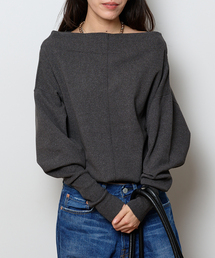 Bonum（ボナム）の「2WAYワイドネックルーズKNIT CARDIGAN TOPS：ニット（ニット/セーター）」