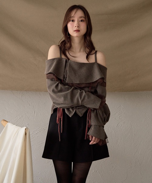 mideal（マイディール）の「seam design shorts / シームデザインショートパンツ（その他パンツ・レディース・ブラック/アイボリー/ブラウン・FREE）」の14枚目の写真