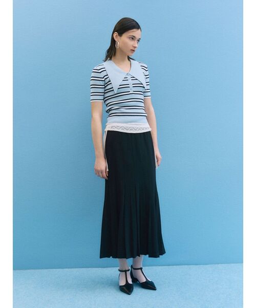 LAGUNAMOON（ラグナムーン）の「タックプリーツマーメイドスカート（スカート・レディース・ホワイト/ブラック・MEDIUM/SMALL）」の2枚目の写真