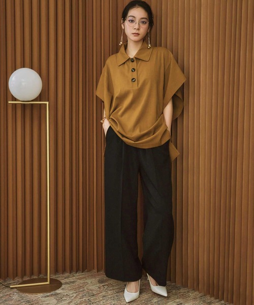 ELFRANK(エルフランク)の「ポンチョシルエット オーバーサイズ ポロシャツ(シャツ/ブラウス・レディース・キャメル/アイボリー/カーキ・FREE)」の11枚目の写真