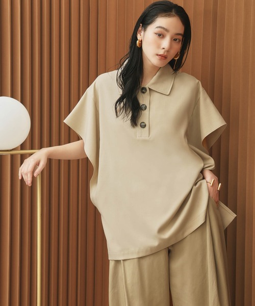 ELFRANK(エルフランク)の「ポンチョシルエット オーバーサイズ ポロシャツ(シャツ/ブラウス・レディース・キャメル/アイボリー/カーキ・FREE)」の16枚目の写真