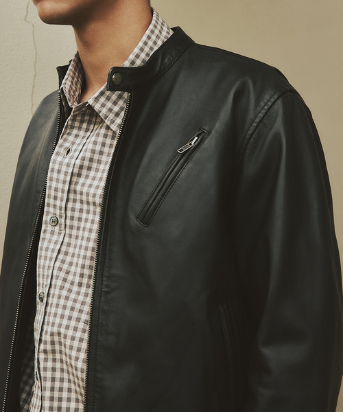 JOURNAL STANDARD(ジャーナルスタンダード)の「ウォッシュ シープ レザー シングル ライダース(ライダースジャケット・メンズ・ブラック・MEDIUM/LARGE)」の6枚目の写真