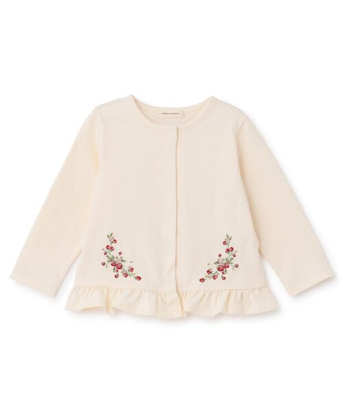 sense of wonder(センスオブワンダー)の「野イチゴ刺しゅうカーディガン(カーディガン/ボレロ・キッズ・ピンク/ホワイト系・80cm/120cm/110cm/90cm/100cm)」の1枚目の写真