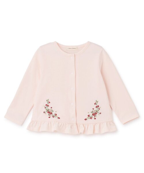 sense of wonder(センスオブワンダー)の「野イチゴ刺しゅうカーディガン(カーディガン/ボレロ・キッズ・ピンク/ホワイト系・80cm/120cm/110cm/90cm/100cm)」の2枚目の写真