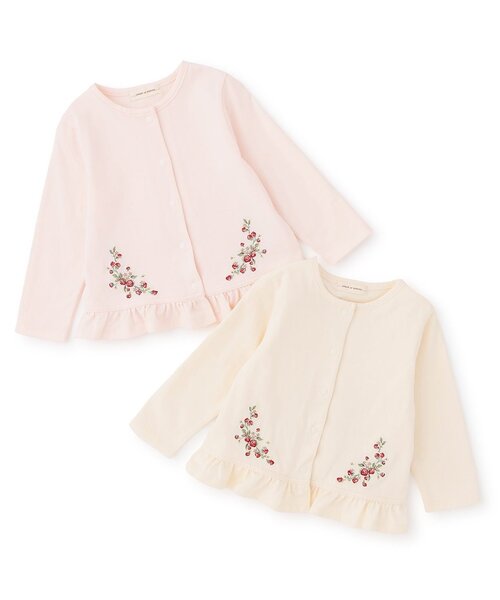 sense of wonder(センスオブワンダー)の「野イチゴ刺しゅうカーディガン(カーディガン/ボレロ・キッズ・ピンク/ホワイト系・80cm/120cm/110cm/90cm/100cm)」の4枚目の写真