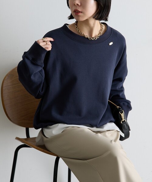 Jena espace merveilleux(ジェナ エスパスメルヴェイユ)の「【シンプルに差がつく】プレート付裾ドロストカットソー(Tシャツ/カットソー・レディース・オフホワイト/グレー/ネイビー・FREE)」の1枚目の写真