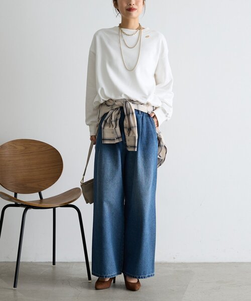 Jena espace merveilleux(ジェナ エスパスメルヴェイユ)の「【シンプルに差がつく】プレート付裾ドロストカットソー(Tシャツ/カットソー・レディース・オフホワイト/グレー/ネイビー・FREE)」の9枚目の写真