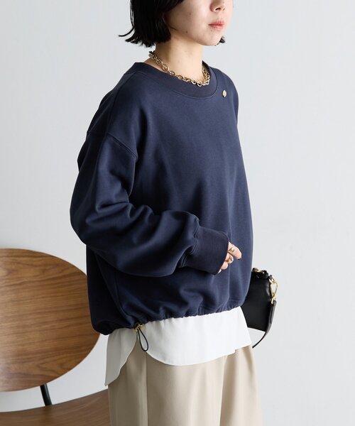 Jena espace merveilleux(ジェナ エスパスメルヴェイユ)の「【シンプルに差がつく】プレート付裾ドロストカットソー(Tシャツ/カットソー・レディース・オフホワイト/グレー/ネイビー・FREE)」の7枚目の写真