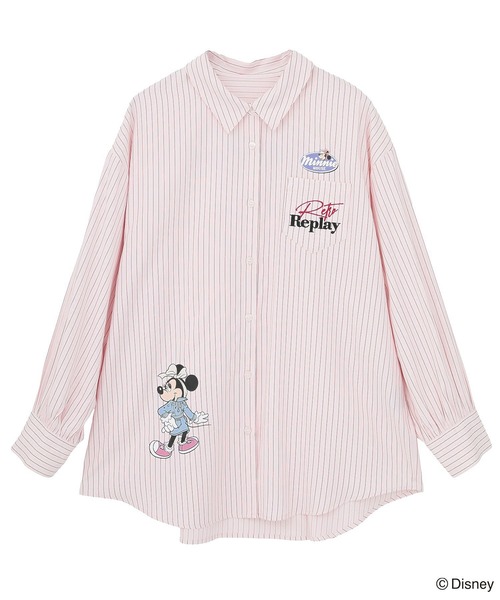 Disney（ディズニー）の「ミッキー＆フレンズ/オーバーサイズシャツ（シャツ/ブラウス・レディース・ピンク/サックスブルー・FREE）」の2枚目の写真