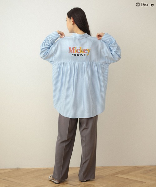 Disney（ディズニー）の「ミッキー＆フレンズ/オーバーサイズシャツ（シャツ/ブラウス・レディース・ピンク/サックスブルー・FREE）」の5枚目の写真
