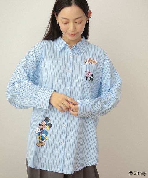 Disney（ディズニー）の「ミッキー＆フレンズ/オーバーサイズシャツ（シャツ/ブラウス・レディース・ピンク/サックスブルー・FREE）」の6枚目の写真
