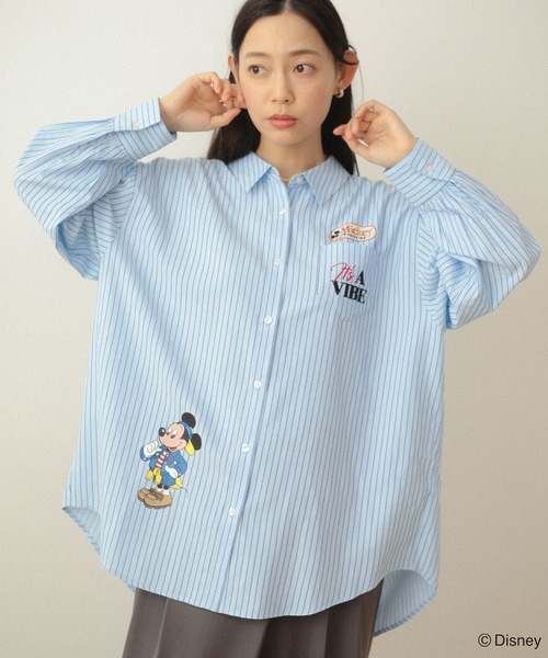 Disney（ディズニー）の「ミッキー＆フレンズ/オーバーサイズシャツ（シャツ/ブラウス・レディース・ピンク/サックスブルー・FREE）」の7枚目の写真