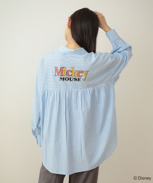 Disney（ディズニー）の「ミッキー＆フレンズ/オーバーサイズシャツ（シャツ/ブラウス・レディース・ピンク/サックスブルー・FREE）」の9枚目の写真