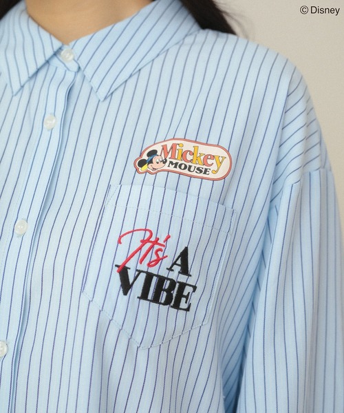 Disney（ディズニー）の「ミッキー＆フレンズ/オーバーサイズシャツ（シャツ/ブラウス・レディース・ピンク/サックスブルー・FREE）」の10枚目の写真
