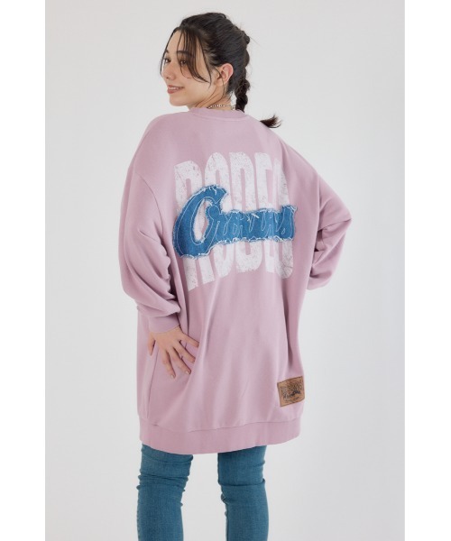 RODEO CROWNS WIDE BOWL(ロデオクラウンズワイドボウル)の「グランジロゴデニムアップリケワンピース(ワンピース・レディース・ミント/ブラック/ライトピンク/グレー×ホワイト・FREE)」の2枚目の写真