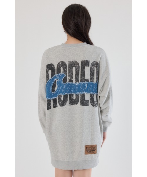 RODEO CROWNS WIDE BOWL(ロデオクラウンズワイドボウル)の「グランジロゴデニムアップリケワンピース(ワンピース・レディース・ミント/ブラック/ライトピンク/グレー×ホワイト・FREE)」の8枚目の写真