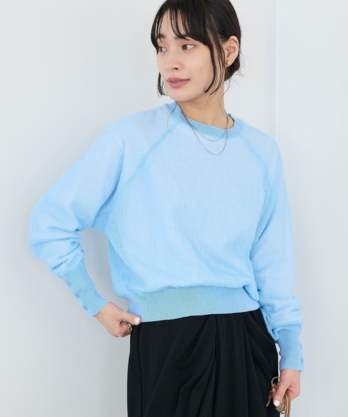 CRAFT STANDARD BOUTIQUE（クラフトスタンダードブティック）の「ジョーゼットシアーニットプルオーバー ◆（ニット/セーター・レディース・ライトグリーン/ブルー/ホワイト・FREE）」の3枚目の写真