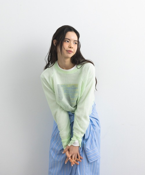 CRAFT STANDARD BOUTIQUE（クラフトスタンダードブティック）の「ジョーゼットシアーニットプルオーバー ◆（ニット/セーター・レディース・ライトグリーン/ブルー/ホワイト・FREE）」の2枚目の写真