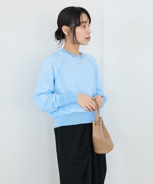 CRAFT STANDARD BOUTIQUE（クラフトスタンダードブティック）の「ジョーゼットシアーニットプルオーバー ◆（ニット/セーター・レディース・ライトグリーン/ブルー/ホワイト・FREE）」の7枚目の写真