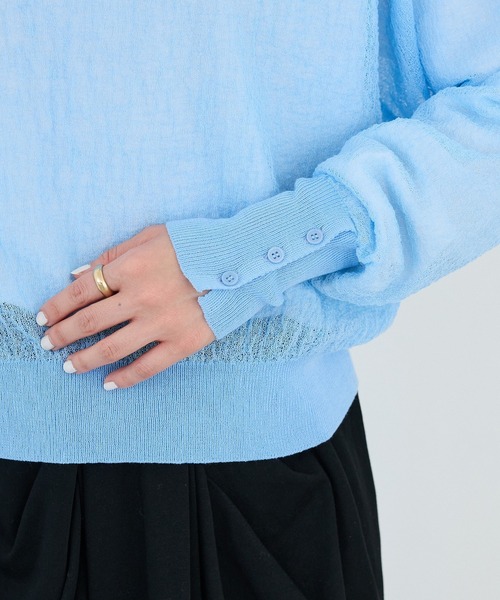 CRAFT STANDARD BOUTIQUE（クラフトスタンダードブティック）の「ジョーゼットシアーニットプルオーバー ◆（ニット/セーター・レディース・ライトグリーン/ブルー/ホワイト・FREE）」の19枚目の写真