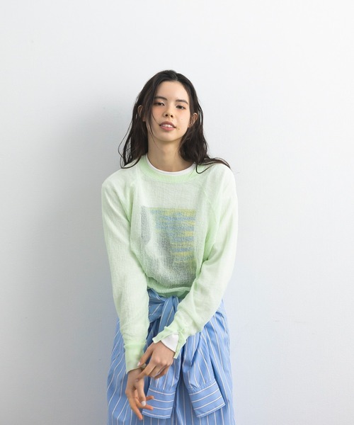 CRAFT STANDARD BOUTIQUE（クラフトスタンダードブティック）の「ジョーゼットシアーニットプルオーバー ◆（ニット/セーター・レディース・ライトグリーン/ブルー/ホワイト・FREE）」の11枚目の写真