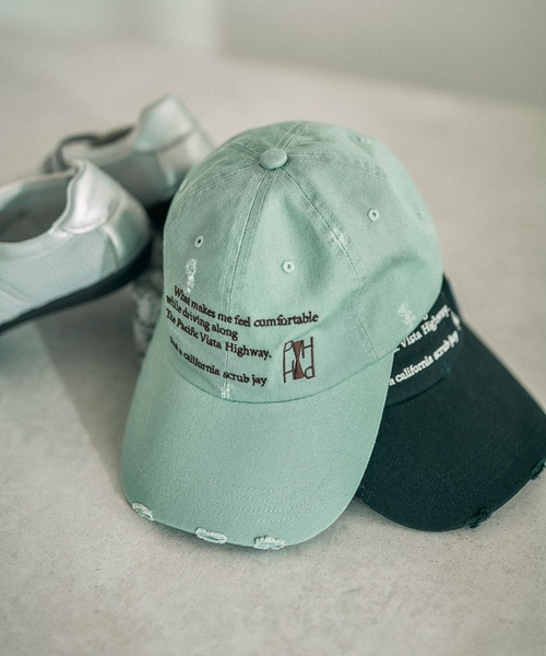 LEPSIM(レプシィム)の「ダメージ刺繍キャップ 641140(キャップ・レディース・ブラック/グリーン・ONE SIZE)」の1枚目の写真