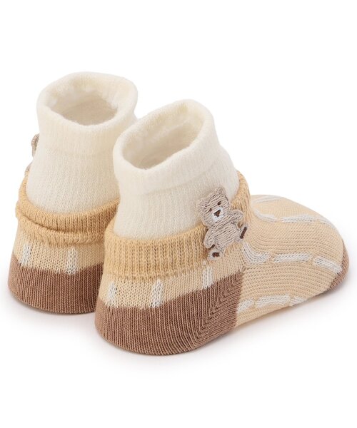 Ampersand（アンパサンド）の「ワンポイントモチーフレイヤードベビーソックス（ベビーシューズ/ベビーソックス・キッズ・サックスブルー/ベージュ・12/9）」の3枚目の写真