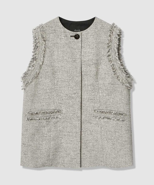 allureville（アルアバイル）の「ミックスツイードフレアジレ（その他アウター・レディース・ブラック/オフホワイト・2）」の2枚目の写真