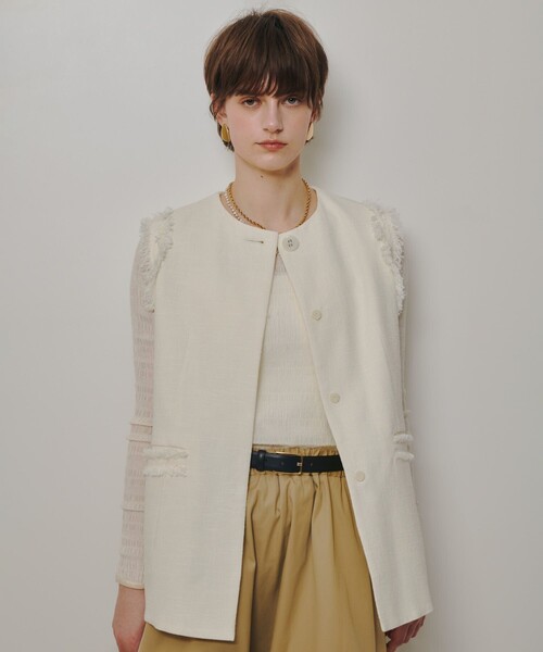 allureville（アルアバイル）の「ミックスツイードフレアジレ（その他アウター・レディース・ブラック/オフホワイト・2）」の3枚目の写真