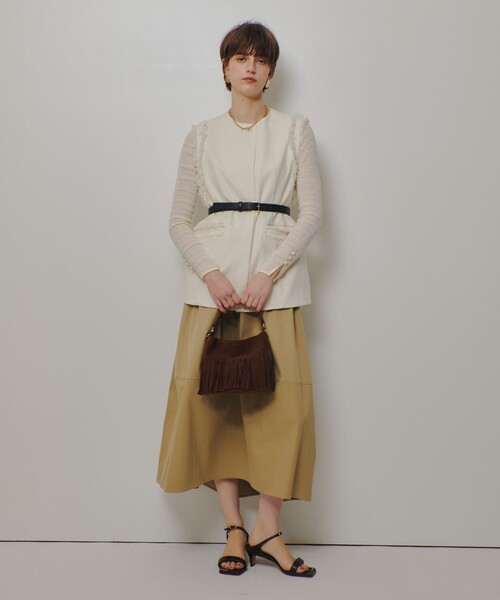 allureville（アルアバイル）の「ミックスツイードフレアジレ（その他アウター・レディース・ブラック/オフホワイト・2）」の7枚目の写真