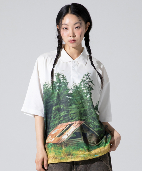 XTONZ（エクストーンズ）の「XTT139 シェルターグラフィックピケカラーTシャツ (ホワイト)（ポロシャツ・レディース・その他・LARGE/SMALL/MEDIUM）」の12枚目の写真
