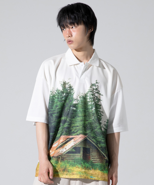 XTONZ（エクストーンズ）の「XTT139 シェルターグラフィックピケカラーTシャツ (ホワイト)（ポロシャツ・レディース・その他・LARGE/SMALL/MEDIUM）」の11枚目の写真