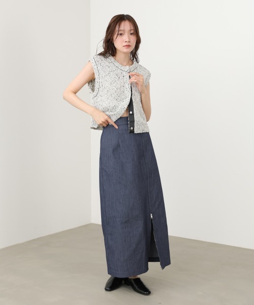 Bab(バブ)の「【選べるサイズ展開】フロントWジップデニムタイトスカート(デニムスカート・レディース・ベージュ/インディゴブルー/ブラック・M/S)」の17枚目の写真