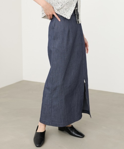 Bab(バブ)の「【選べるサイズ展開】フロントWジップデニムタイトスカート(デニムスカート・レディース・ベージュ/インディゴブルー/ブラック・M/S)」の18枚目の写真