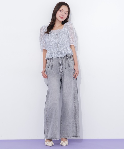 JILL by JILL STUART(ジルバイジルスチュアート)の「構築パネルワイドデニム(デニムパンツ・レディース・ブルー/グレー・MEDIUM/SMALL)」の3枚目の写真