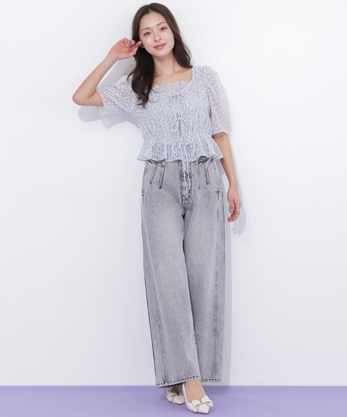 JILL by JILL STUART(ジルバイジルスチュアート)の「構築パネルワイドデニム(デニムパンツ・レディース・ブルー/グレー・MEDIUM/SMALL)」の4枚目の写真