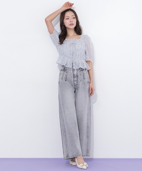 JILL by JILL STUART(ジルバイジルスチュアート)の「構築パネルワイドデニム(デニムパンツ・レディース・ブルー/グレー・MEDIUM/SMALL)」の5枚目の写真