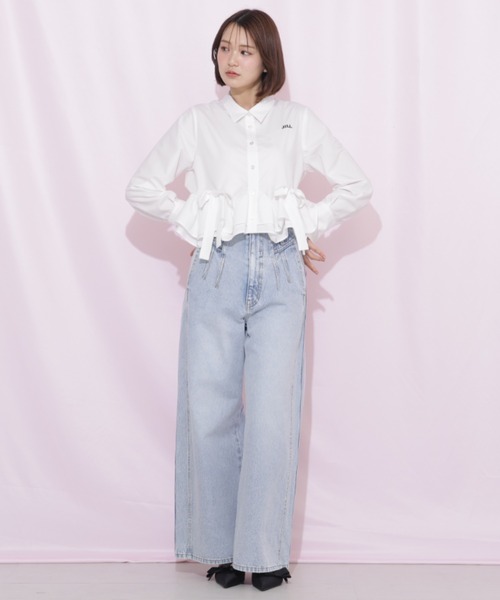 JILL by JILL STUART(ジルバイジルスチュアート)の「構築パネルワイドデニム(デニムパンツ・レディース・ブルー/グレー・MEDIUM/SMALL)」の9枚目の写真