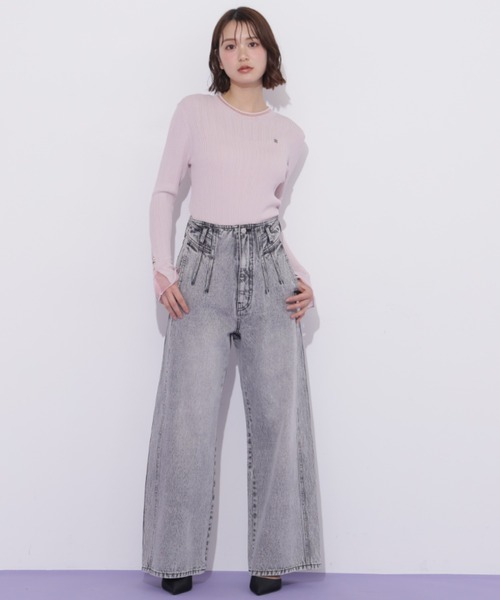 JILL by JILL STUART(ジルバイジルスチュアート)の「構築パネルワイドデニム(デニムパンツ・レディース・ブルー/グレー・MEDIUM/SMALL)」の6枚目の写真