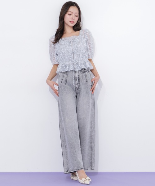 JILL by JILL STUART(ジルバイジルスチュアート)の「構築パネルワイドデニム(デニムパンツ・レディース・ブルー/グレー・MEDIUM/SMALL)」の8枚目の写真