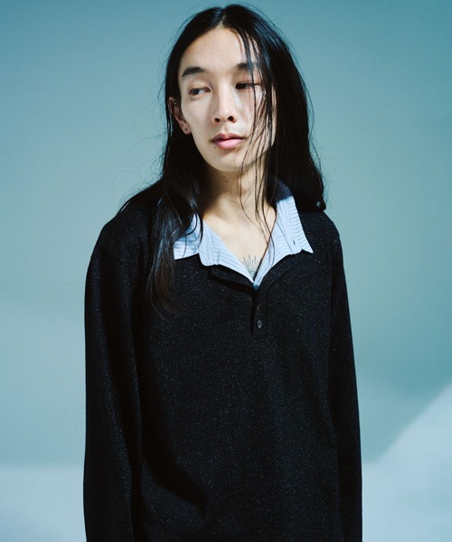 CAMPHOR WOOD（カンファーウッド）の「STRIPE SHIRT LAYERED LAME KNIT