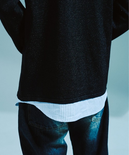 CAMPHOR WOOD（カンファーウッド）の「STRIPE SHIRT LAYERED LAME KNIT