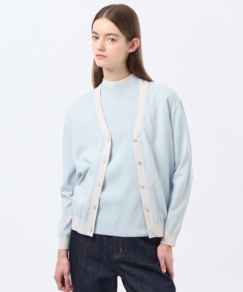 MACKINTOSH PHILOSOPHY(マッキントッシュ フィロソフィー)の「バイカラーファインコットンカーディガン(カーディガン/ボレロ・レディース・ブルー系その他7/ブルー系その他3/グリーン系その他2/ダークネイビー・38)」の4枚目の写真