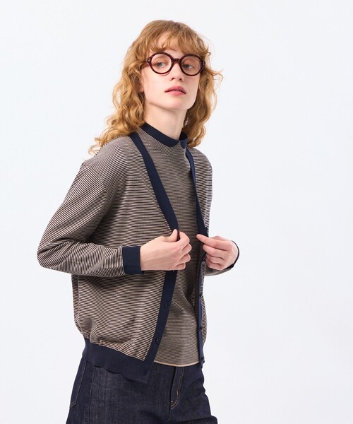MACKINTOSH PHILOSOPHY(マッキントッシュ フィロソフィー)の「バイカラーファインコットンカーディガン(カーディガン/ボレロ・レディース・ブルー系その他7/ブルー系その他3/グリーン系その他2/ダークネイビー・38)」の1枚目の写真
