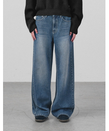 Classic Long Wide Denim Mid Blue