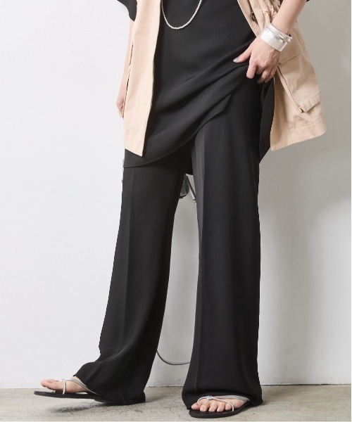 CHIC STYLE（シックスタイル）の「ストレートナローパンツ＜大きいサイズ有＞シックスタイル（スラックス・レディース・ライトベージュ/ブラック・5L/M/L/LL/3L/4L）」の20枚目の写真