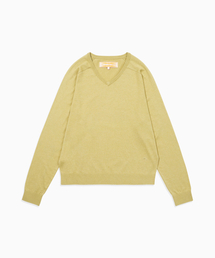 HS V-neck L/S Knit_Beige Olive