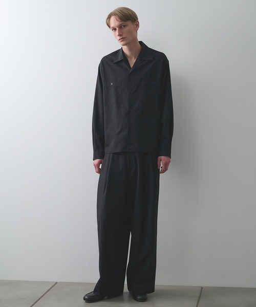 markaware(マーカウェア)の「【marka】2/72ウールトロピカルワッシャー / ダブルポケットオープンカラーシャツ / DOUBLE POCKET OPEN COLLAR SHIRT(シャツ/ブラウス・メンズ・ブラック/グレー・1/2)」の10枚目の写真