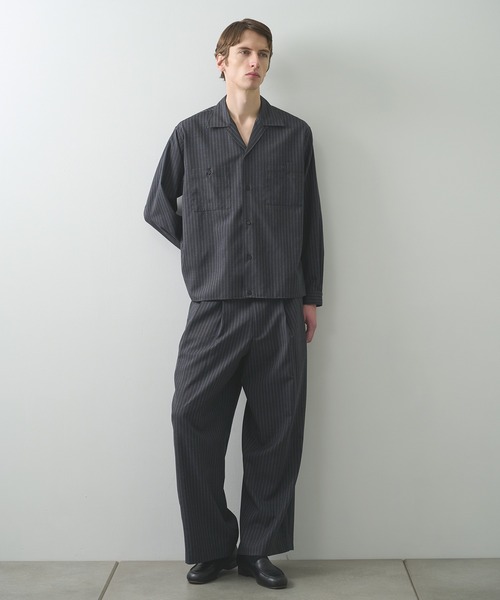 markaware(マーカウェア)の「【marka】2/72ウールトロピカルワッシャー / ダブルポケットオープンカラーシャツ / DOUBLE POCKET OPEN COLLAR SHIRT(シャツ/ブラウス・メンズ・ブラック/グレー・1/2)」の9枚目の写真