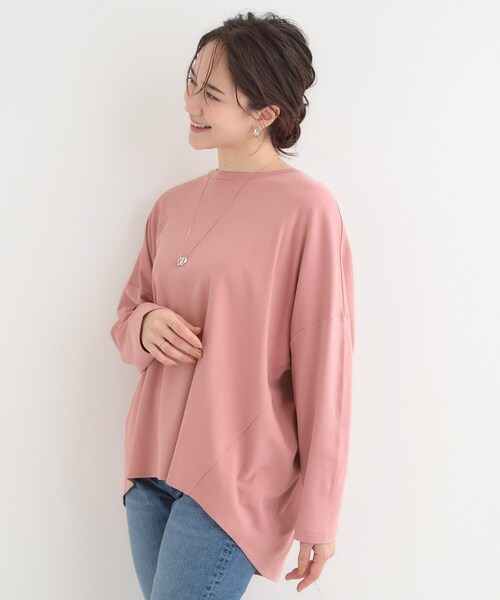 SHOO・LA・RUE(シューラルー)の「【洗濯機可/UV/綿100%】体型カバーが叶う ゆるトップス(Tシャツ/カットソー・レディース・ピンク系/ブラウン系その他/チャコールグレー/ホワイト・00)」の11枚目の写真